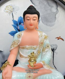 Tượng Phật Dược Sư áo xanh ngọc đế 8 cạnh