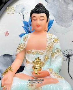 Tượng Phật Dược Sư áo xanh ngọc đế 8 cạnh