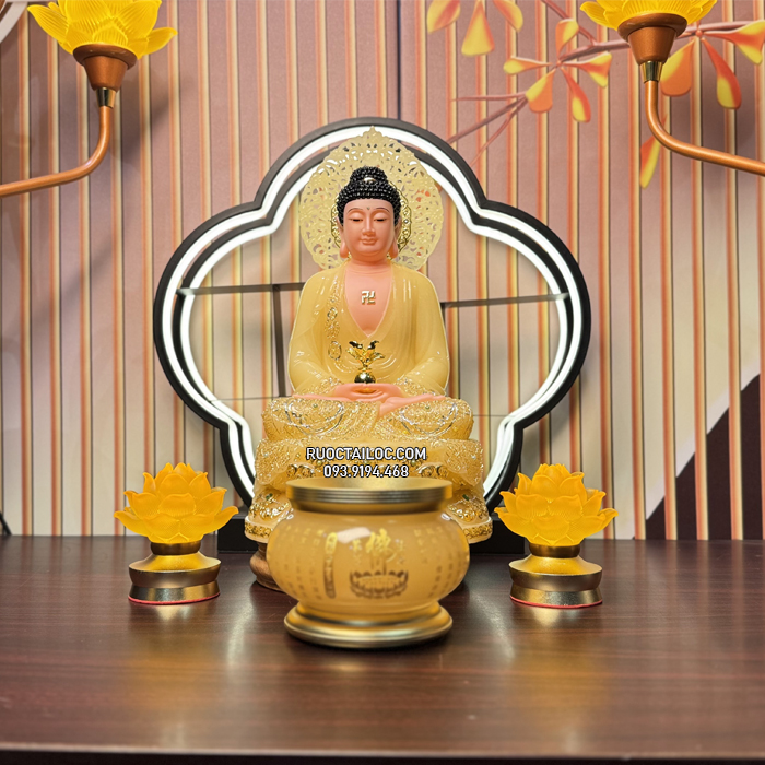 tượng Phật Dược Sư Thạch Anh Có Hào Quang Nhỏ