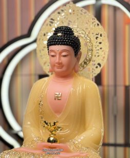 tượng Phật Dược Sư Thạch Anh Có Hào Quang Nhỏ