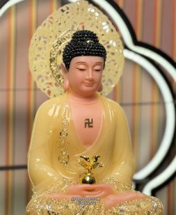 tượng Phật Dược Sư Thạch Anh Có Hào Quang Nhỏ