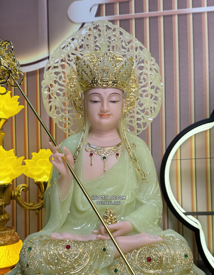 Tôn Tượng Địa Tạng Bồ Tát Thạch Ngọc Có Hào Quang Nhỏ đẹp