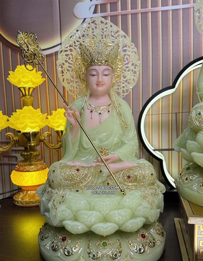 Tôn Tượng Địa Tạng Bồ Tát Thạch Ngọc Có Hào Quang Nhỏ đẹp
