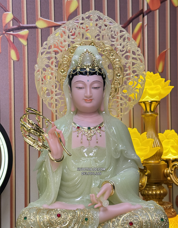 Tôn tượng Ta Bà Tam Thánh Thạch Ngọc Có Hào Quang Nhỏ đẹp