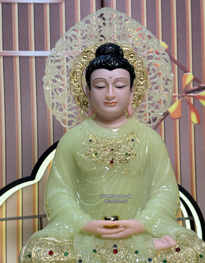 Tôn tượng Ta Bà Tam Thánh Thạch Ngọc Có Hào Quang Nhỏ đẹp