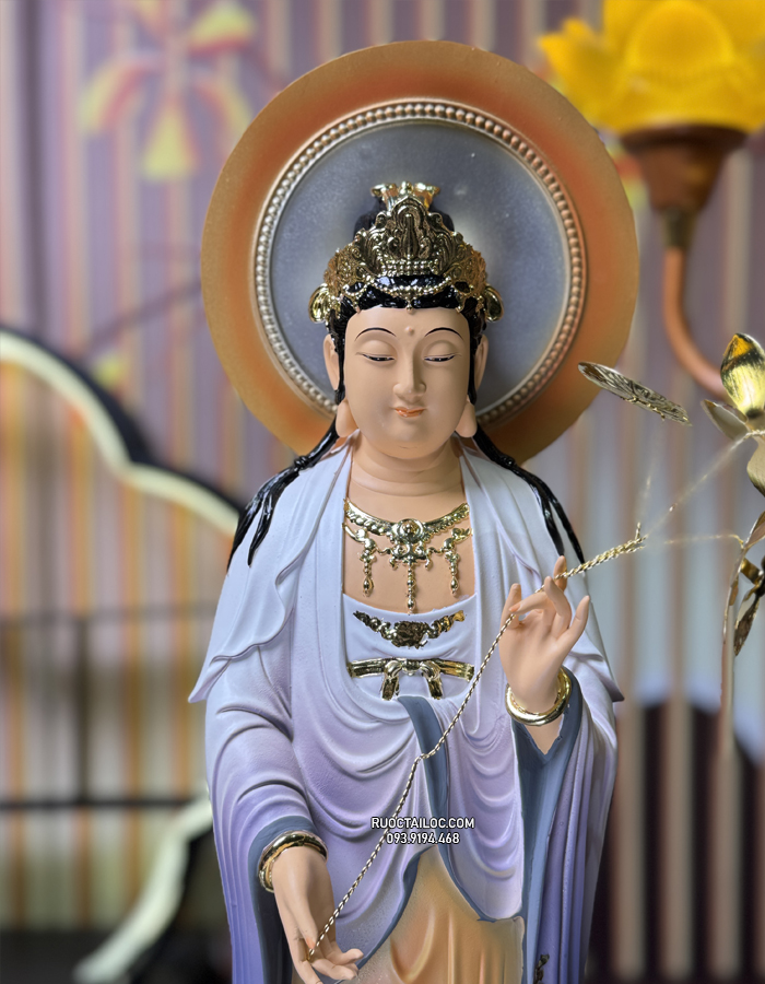 tôn tượng Tây Phương Tam Thánh Có Hào Quang vẽ gấm chuyển màu