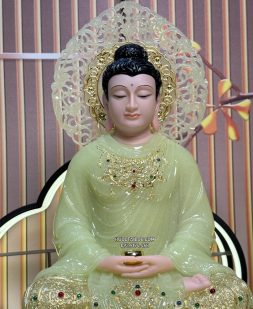 Tượng Phật Thích Ca bằng bột đá thạch ngọc - xanh đẹp