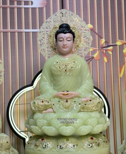 Tượng Phật Thích Ca bằng bột đá thạch ngọc - xanh đẹp