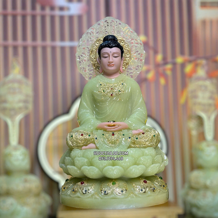 Tôn Tượng Phật Thích Ca bằng bột đá thạch ngọc xanh đẹp