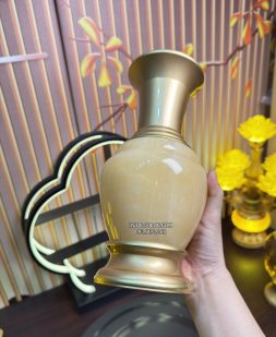 bình bông thờ cúng bằng đá tự nhiên vàng ngọc đẹp