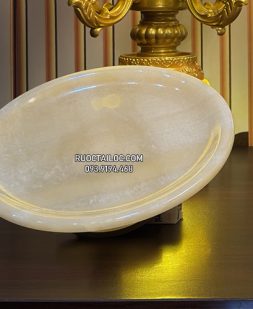 dĩa trái cây thờ cúng bằng đá tự nhiên vàng ngọc đẹp