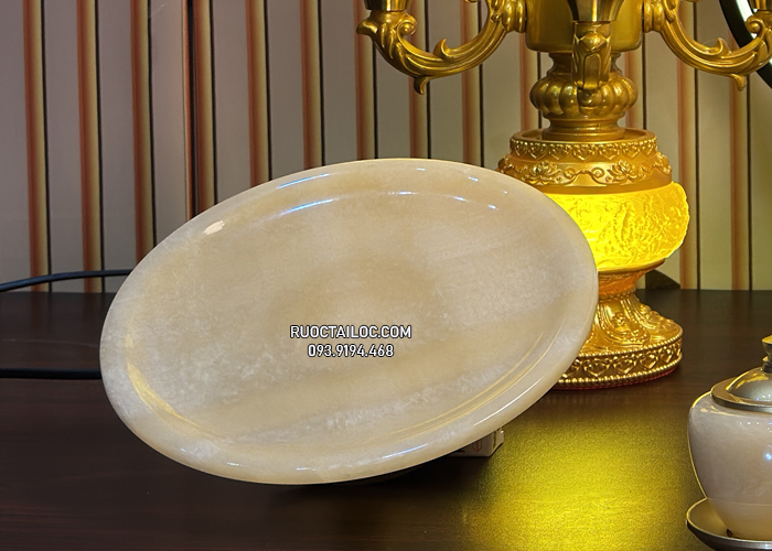 dĩa trái cây thờ cúng bằng đá tự nhiên vàng ngọc đẹp