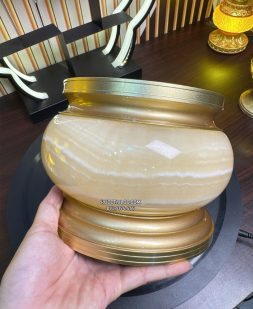 Lư hương bát nhang thờ cúng bằng đá tự nhiên vàng ngọc đẹp