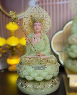 tôn tượng địa tạng vương bồ tát bằng bột đá thạch ngọc xanh đẹp