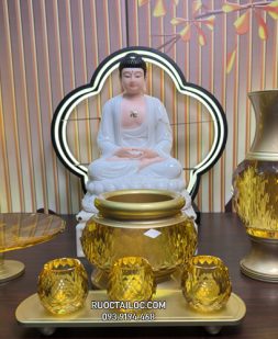 Trọn bộ đồ thờ cúng bằng lưu ly vàng đẹp
