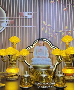 Trọn bộ đồ thờ cúng bằng lưu ly vàng đẹp