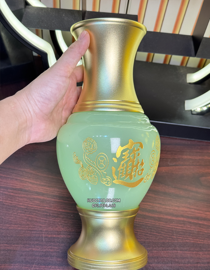 bình bông thờ cúng chiêu tài tiến bảo xanh thạch ngọc đẹp