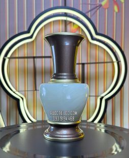 bình bông trang trí bàn thờ Phật bằng đá tự nhiên trắng xanh đẹp