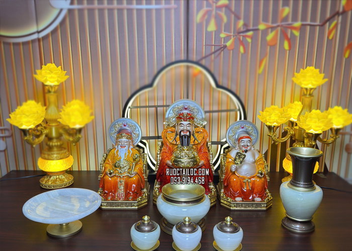 Bộ đồ thờ cúng bằng đá tự nhiên trắng xanh đẹp