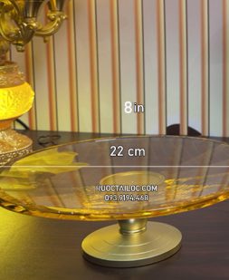 dĩa lưu ly thờ cúng bằng lưu ly vàng ngọc đẹp