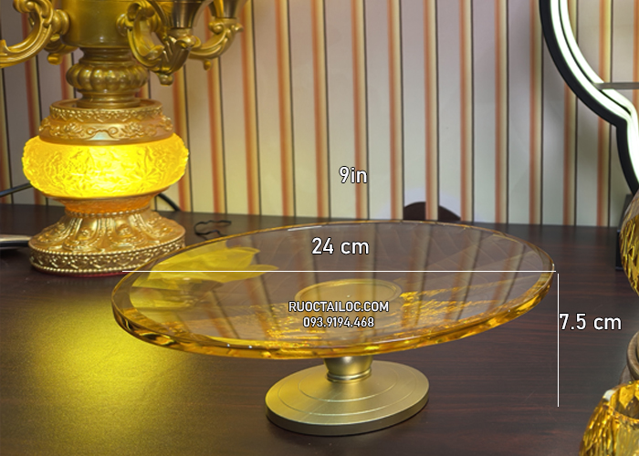 dĩa lưu ly vàng ngọc thờ cúng đẹp