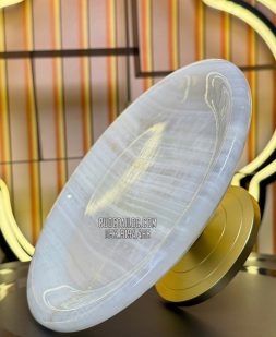 Dĩa trái cây thờ cúng bằng đá tự nhiên trắng xanh đẹp