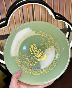 Dĩa trái cây thờ cúng chiêu tài tiến bảo bằng bột đá xanh thạch ngọc đẹp