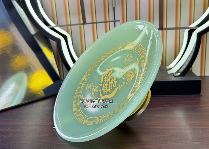 Dĩa trái cây thờ cúng chiêu tài tiến bảo bằng bột đá xanh thạch ngọc đẹp