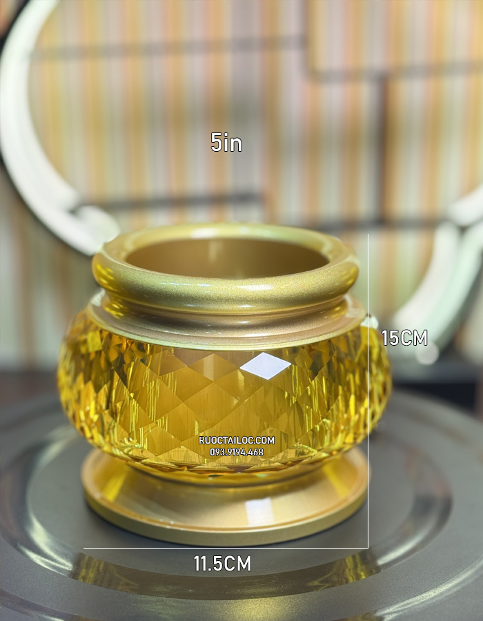 lư hương 5in luu ly vàng ngọc đẹp