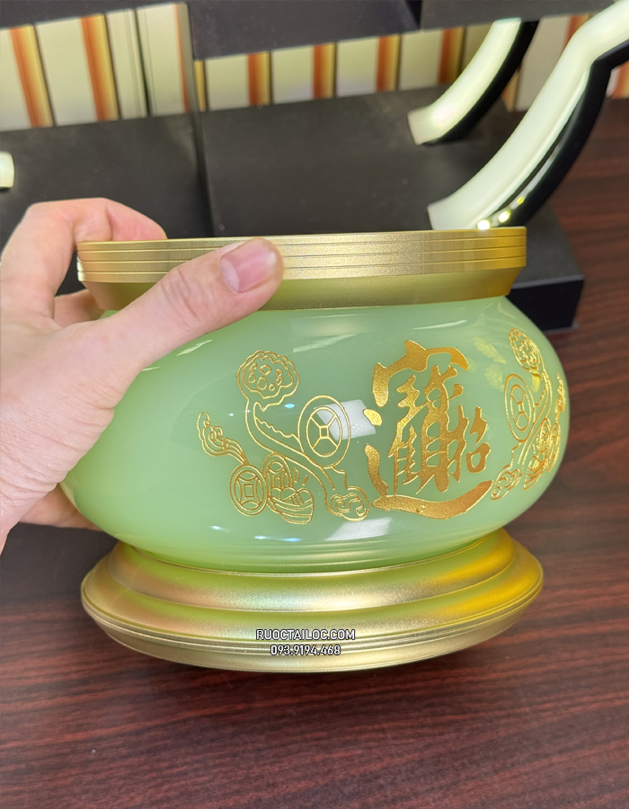 Lư Hương Thờ Cúng Chiêu Tài Tiến Bảo Xanh Ngọc