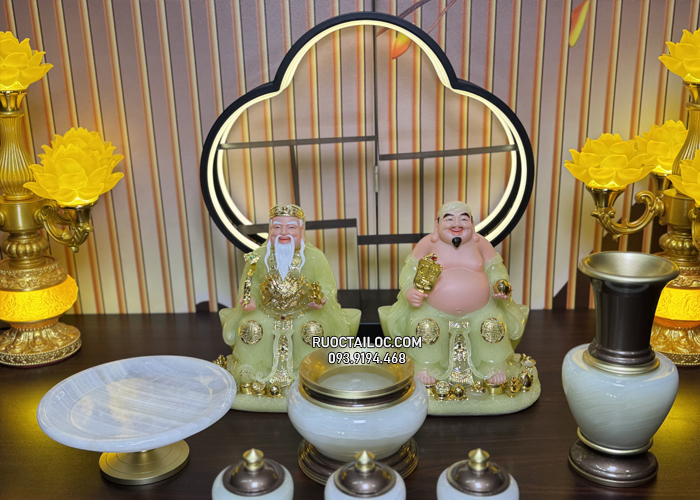 Tượng Ông Địa Thần Tài Xanh Thạch Ngọc đẹp