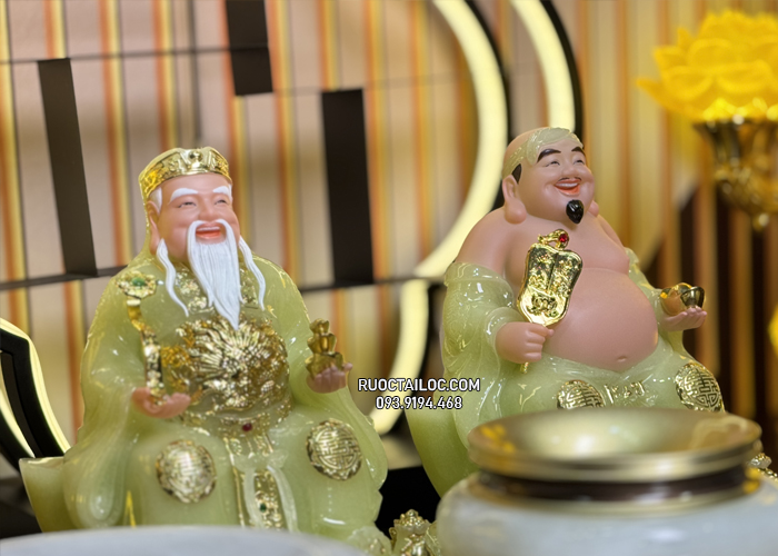 Tượng Ông Địa Thần Tài Xanh Thạch Ngọc đẹp