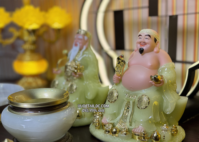 Tượng Ông Địa Thần Tài Xanh Thạch Ngọc đẹp
