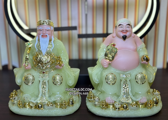 Tượng Ông Địa Thần Tài Xanh Thạch Ngọc đẹp