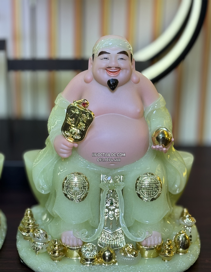 Tượng Ông Địa Thần Tài Xanh Thạch Ngọc đẹp