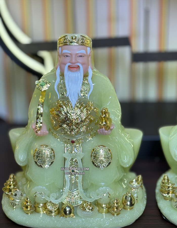 Tượng Ông Địa Thần Tài Xanh Thạch Ngọc đẹp