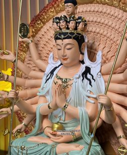 Tượng Thiên Thủ Thiên Nhãn Composite Gấm Xanh đẹp