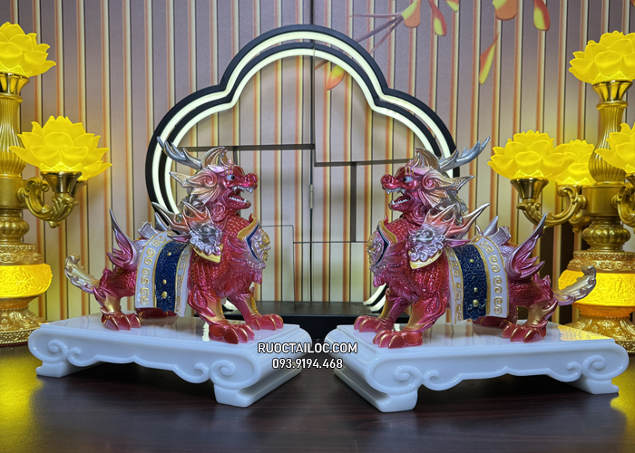 tỳ hưu phong thủy bằng bột đá đỏ đẹp