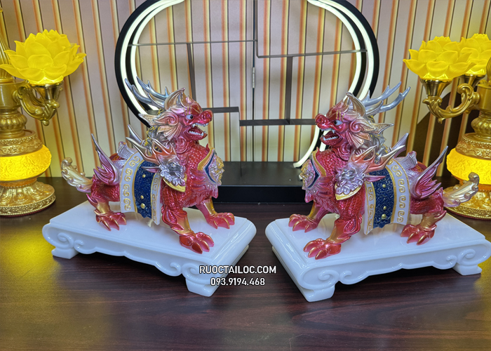 tỳ hưu phong thủy bằng bột đá đỏ đẹp