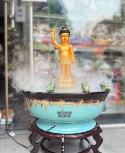 Chậu Tắm Phật bằng sứ kèm tượng và đế kê