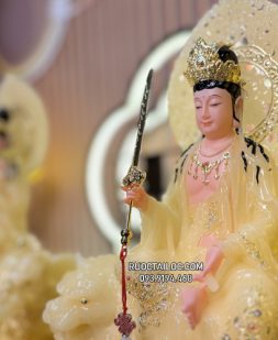 Tượng Bồ Tát Văn Thù Phổ Hiền Thạch Anh Có Hào Quang VTPH-009