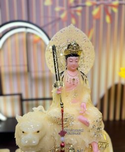 Tượng Bồ Tát Văn Thù Phổ Hiền Thạch Anh Có Hào Quang VTPH-009