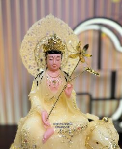 Tượng Bồ Tát Văn Thù Phổ Hiền Thạch Anh Có Hào Quang VTPH-009