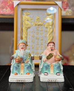 Tượng Ông Địa Thần Tài Bằng Sứ Xanh