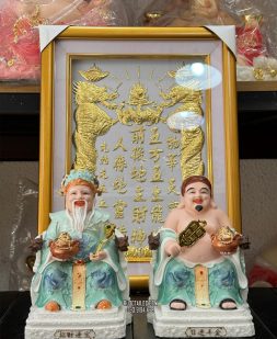Tượng Ông Địa Thần Tài Bằng Sứ Xanh