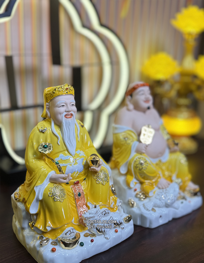 Tượng ông địa thần tài sứ vàng cóc tỳ đẹp ODTT-079