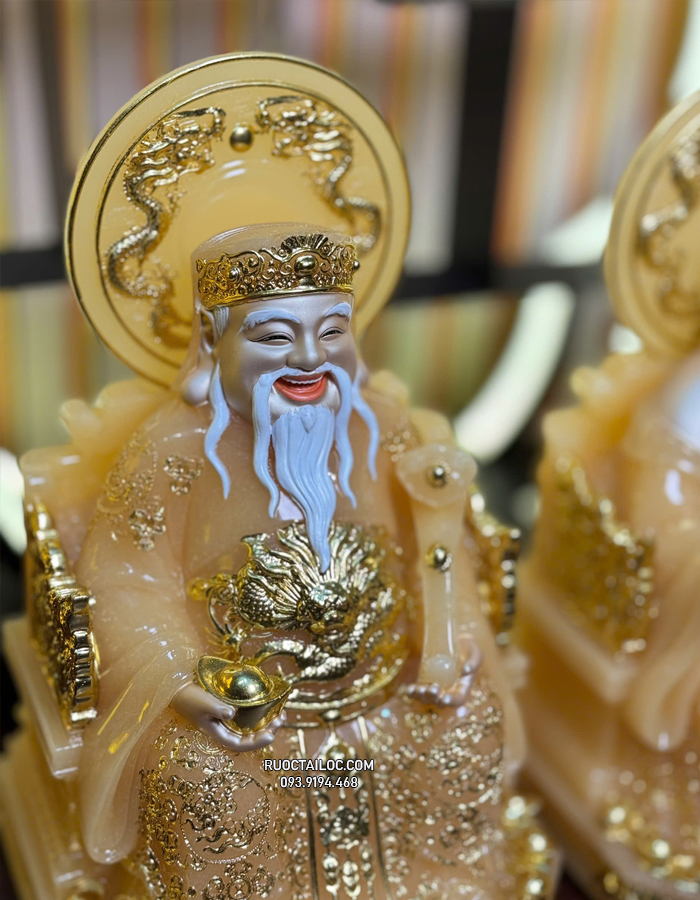 tượng ông địa thần tài thạch anh có hào quang đẹp ODTT-083