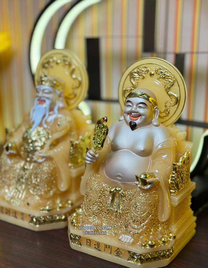 tượng ông địa thần tài thạch anh có hào quang đẹp ODTT-083