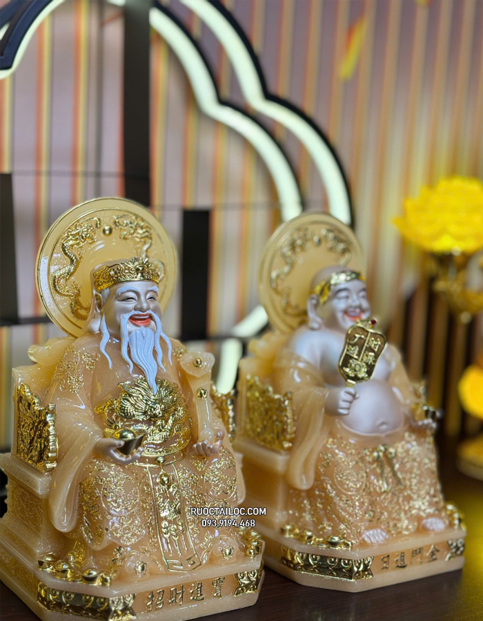 tượng ông địa thần tài thạch anh có hào quang đẹp ODTT-083