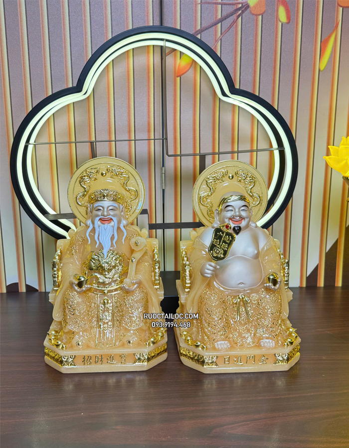 tượng ông địa thần tài thạch anh có hào quang đẹp ODTT-083